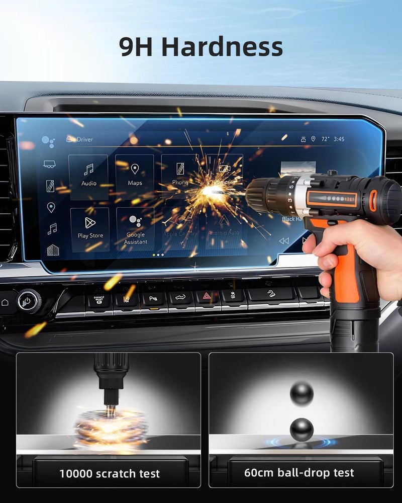 LANGBEAN 13.4" Screen Protector for 2025-2022 Chevrolet Silverado & GMC Sierra 1500 & GMC Sierra 2500HD/ 3500HD, HD Clear, High Sensitivity, 9H Tempered Glass Car Navigation Screen Protector - Image 5